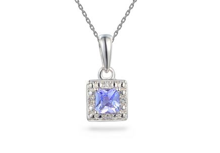 Pendente in oro bianco con tanzanite e diamanti 0,010 ct Lupe 2