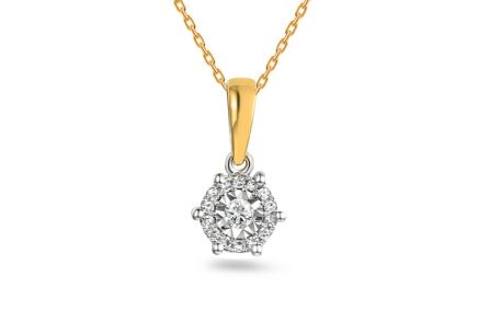 Pendente in oro con combinazione di diamanti taglio brillante 0,090 carati