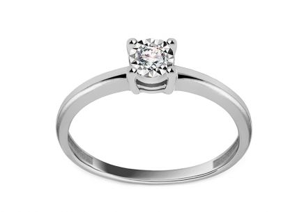 Anello con diamante in oro bianco 0,060 ct