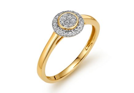 Anello di fidanzamento bicolore con diamante brillante 0,140 ct
