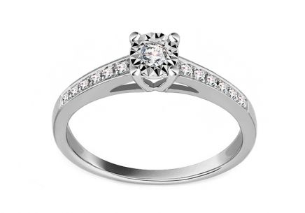 Anello di fidanzamento con diamante Zaia, 9K, oro bianco