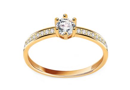 Anello di fidanzamento in oro fino con zirconi