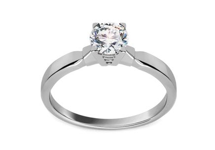 Anello di fidanzamento in oro bianco con zircone