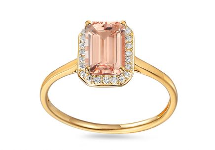 Anello in oro con morganite e diamanti 0,080 ct