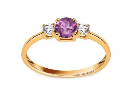 Anello in oro con ametista e zircone