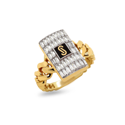 Anello a Monaco Chain Classic Plain Baguette link