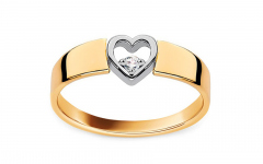 Anello in oro con cuore di diamanti, 14K - BSBR009
