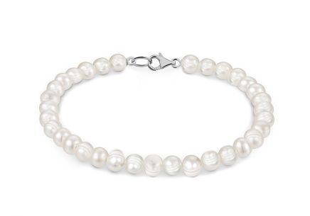 Bracciale di perle bianche con argento 7 mm