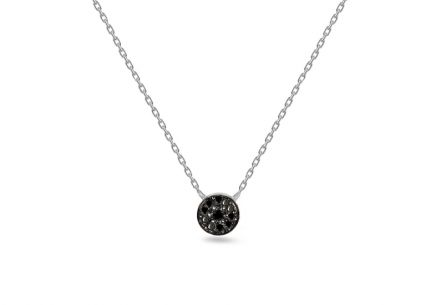 Collana in oro bianco con diamanti neri 0,030 ct