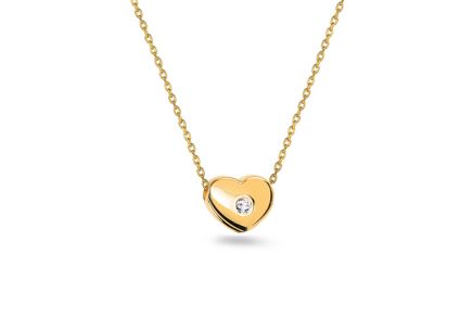 Collana in oro con cuore e diamante 0.006 ct