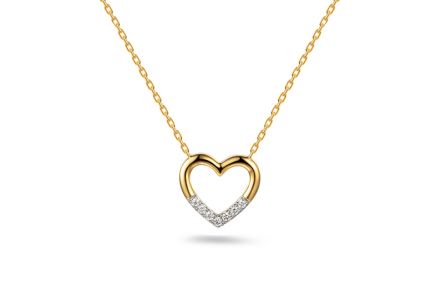 Collana in oro con diamanti taglio brillante Cuore 0,040 ct