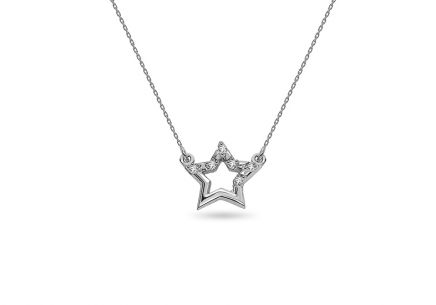Pendente con diamante Celebrity e stella in oro bianco 0,0540 ct