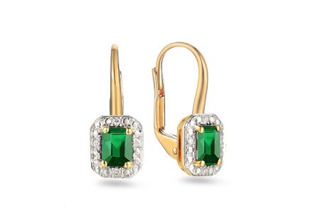 Orecchini con smeraldi e diamanti taglio brillante 0,020 ct
