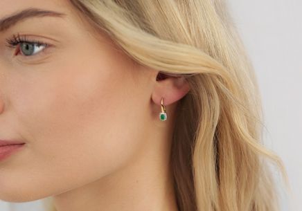 Orecchini con smeraldi e diamanti taglio brillante 0,020 ct