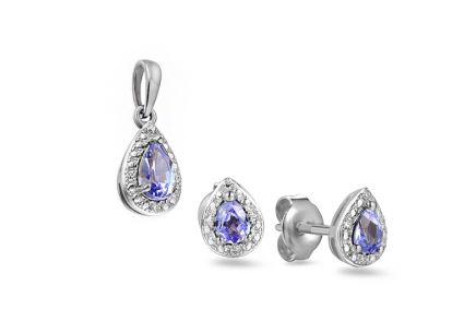 Set tanzanite in oro bianco con diamanti da 0,030 ct