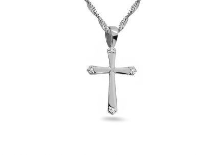Pendente con diamante Croce 0.020 ct in oro bianco