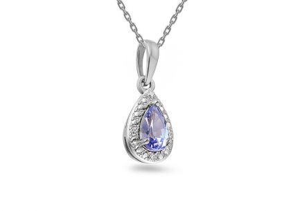 Pendente in oro bianco con tanzanite e diamanti 0,010 ct Mayte