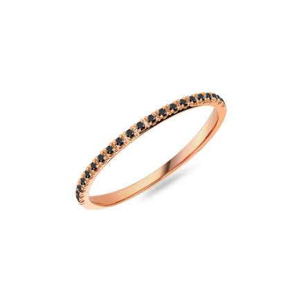 Fede nuziale da donna con diamanti neri 1,2 mm, oro rosa