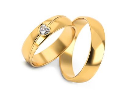 Fedi uniche con diamante cuore 0,100 ct larghezza 5 mm