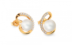 Orecchini in oro con perle e zirconi 7 mm - IZ15996