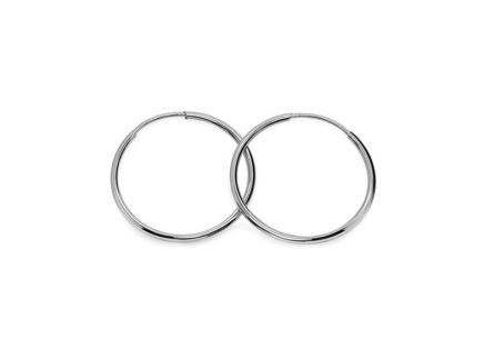 Orecchini delicati a cerchio in oro bianco 2 cm