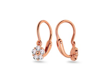 Orecchini in oro con fiori di zirconia cubica, 14K